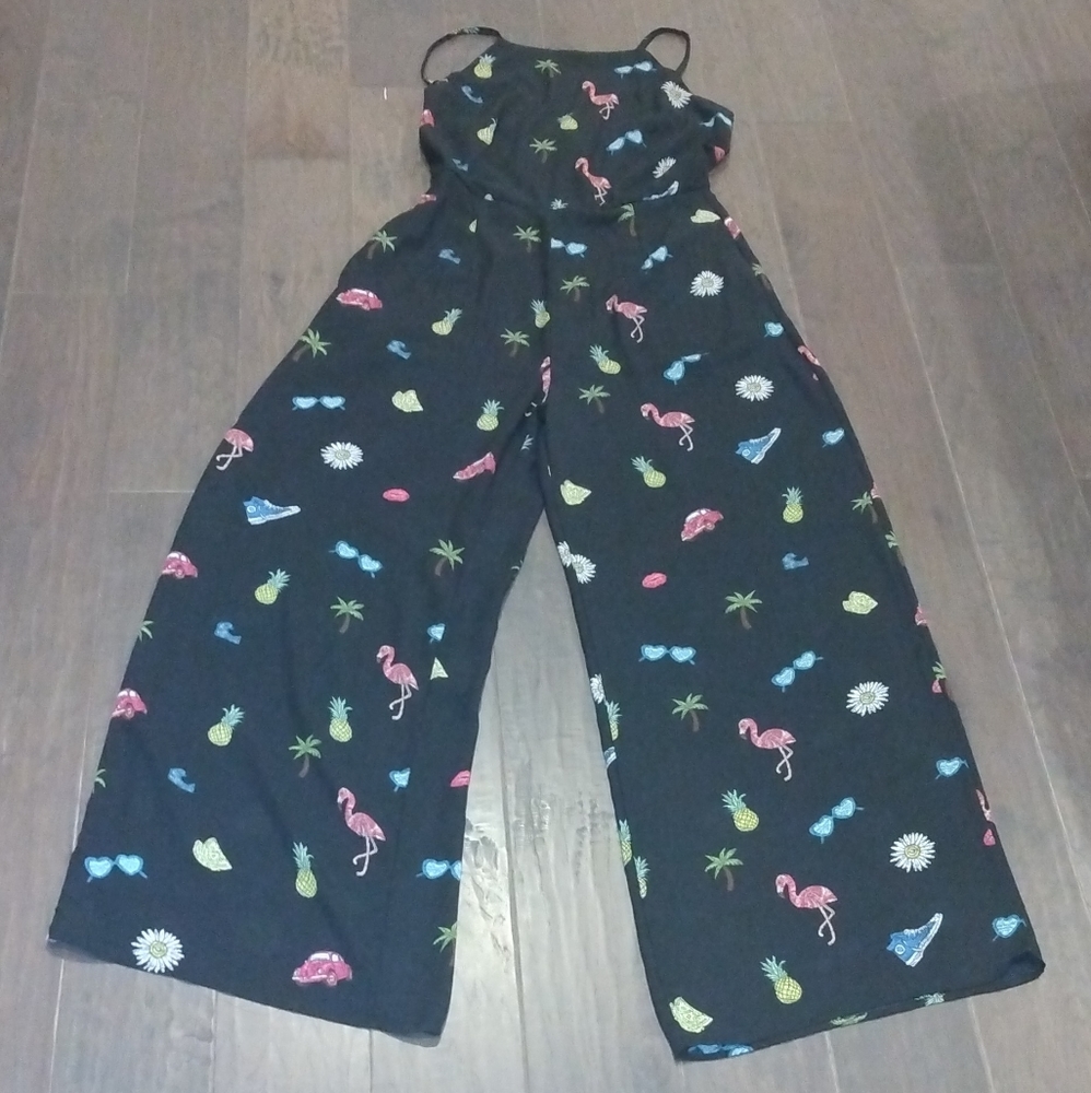 Be By Chetta  B  Women's Black With Patterns  Wide Leg Pants Jumpsuit  Size 8